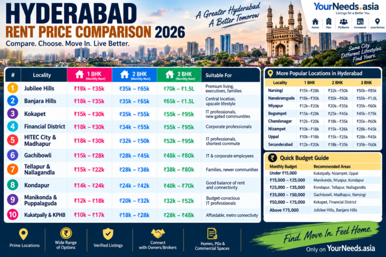 Flats for Rent in Hyderabad: Apartments, Tolet, Villas & Independent Houses 2026